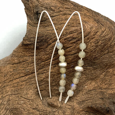 Minimalist Labradorite Threaders