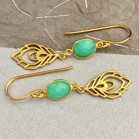 Green Chalcedony Vermeil Earrings