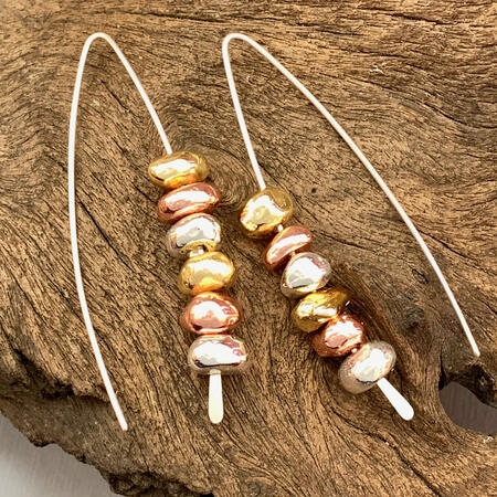 Tricoloured Nugget Bead Earrings