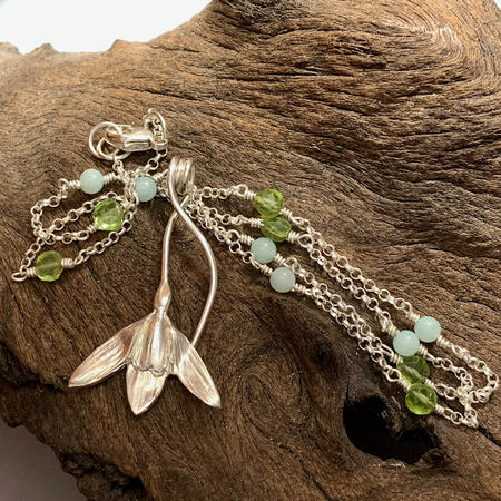 SOLD. Snowdrop Gemstone Silver Necklace