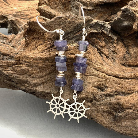 Silver Ship's Wheel Earrings