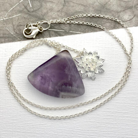 Amethyst Art Deco Lotus Flower Pendant