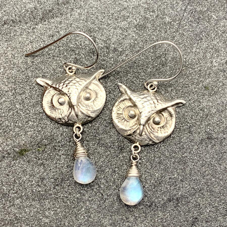 SOLD. Silver Owl Earrings