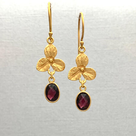 Garnet Orchid Gold Vermeil Earrings
