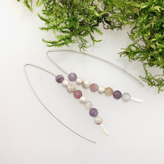 Plum Blossom Tourmaline Threader Earrings