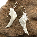 Wood Textured Silver Earrings
