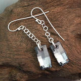 Swarovski Rectangle Chain Earrings in Silver Night