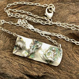 Wildflower Rectangular Silver Pendant 