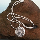 Round Buddleia Flower Silver Pendant
