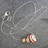 Tricoloured Metal Bead and Disc Necklace