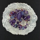 SOLD. Textured Silver Wire Wrapped Gemstone Brooch