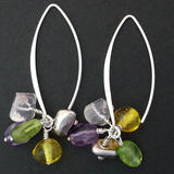 Multi Gemstone Silver Threader Earrings