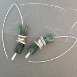 Seraphinite Green Silver Threader Earrings