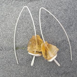 Raw Citrine and Silver Disc Threader Earrings