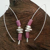 Raw Ruby Sterling Silver Threader Stacking Earrings