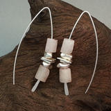 Raw Pink Morganite/Beryl Threader Silver Earrings