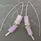  Raw Lilac Kunzite Silver Threader Earrings