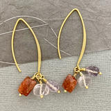 Gold Vermeil Sunstone, Pink Amethyst, Rose Quartz Threaders