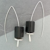 Raw Black Tourmaline Silver Threader Earrings