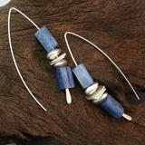 Raw Blue Kyanite Silver Threader Earrings