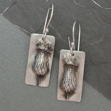 Handcrafted Thistle Flower Silver Earrings