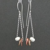  Tricoloured Nugget and Disc Chain Earrings