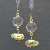 Pink Amethyst Gold Vermeil Nugget Bead Earrings