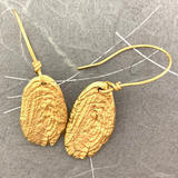 Log/Wood Textured Botanical Gold Vermeil Earrings