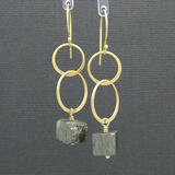 SOLD. Gold Vermeil Raw Pyrite Hoops Earrings