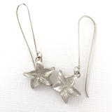 Little Lily Flower Long Silver Earrings