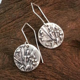 Buddleia Flower Round Silver Earrings
