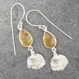 Citrine Silver Buttercup Flower Earrings