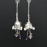 SOLD. Silver Flower and Gemstone Earrings