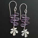 Amethyst and Sterling Silver Leaf earrings