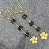 Black Spinel Vermeil Flower Earrings