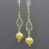 Green Amethyst Vermeil Hammered Bead Earrings