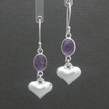 Amethyst Sterling Silver Heart Earrings