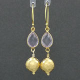 Pink Amethyst Gold Vermeil Hammered Bead earrings