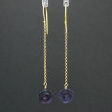 Fluorite Carved Rose Vermeil Chain Earrings