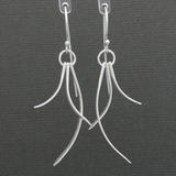 Three Curved Bars Sterling Silver Earrings