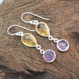 Citrine and Amethyst Silver Earrings