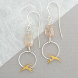 SOLD. Swallow and Sunstone Silver Earrings
