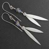 SOLD. Feather/Marquise Gemstone Silver Earrings