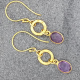 Amethyst Gold Vermeil Hammered Circle Earrings
