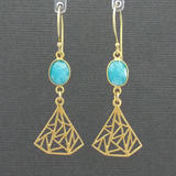 Amazonite Blue Fan Gold Vermeil Earrings