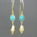 Amazonite Blue Gold Vermeil Shell Earrings