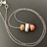 Silver, Bronze and Copper Nugget bead Necklace