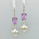 Pink Amethyst Crown Earrings