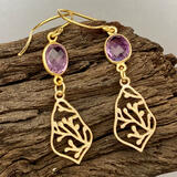 Flower Amethyst Gold Vermeil Earrings