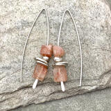 Raw Sunstone Silver  Threader Earrings
